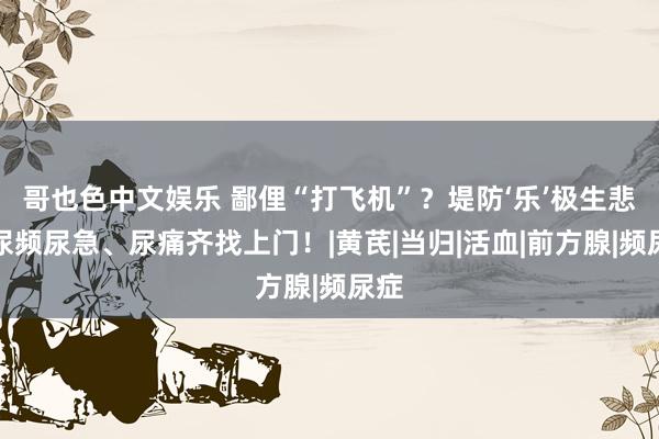 哥也色中文娱乐 鄙俚“打飞机”？堤防‘乐’极生悲，尿频尿急、尿痛齐找上门！|黄芪|当归|活血|前方腺|频尿症