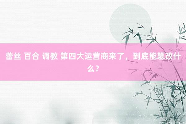 蕾丝 百合 调教 第四大运营商来了，到底能篡改什么？