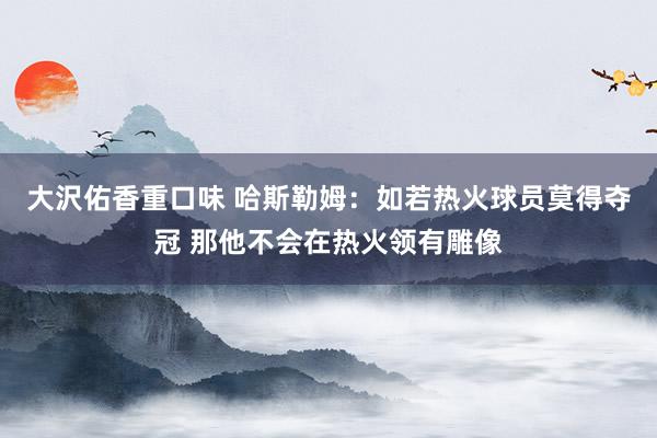 大沢佑香重口味 哈斯勒姆：如若热火球员莫得夺冠 那他不会在热火领有雕像